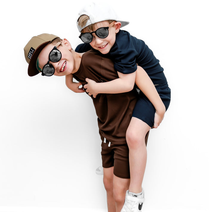 BAMBOO WAFFLE SHORTS - UMBER