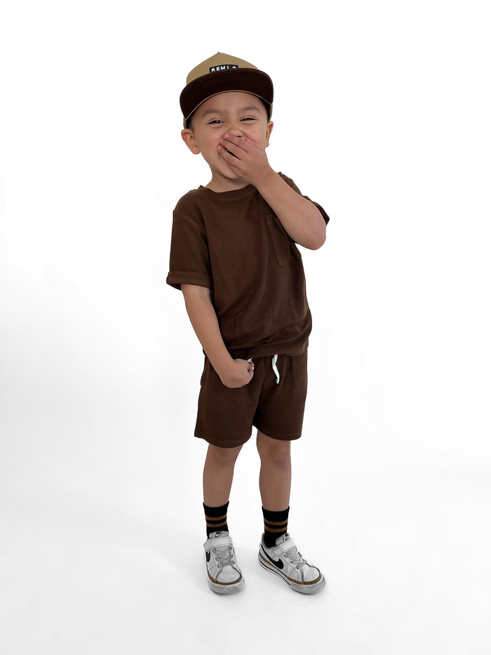 BAMBOO WAFFLE SHORTS - UMBER
