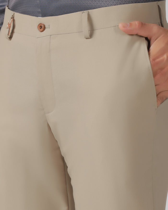 Beige Luxe Solid Trouser - Meter