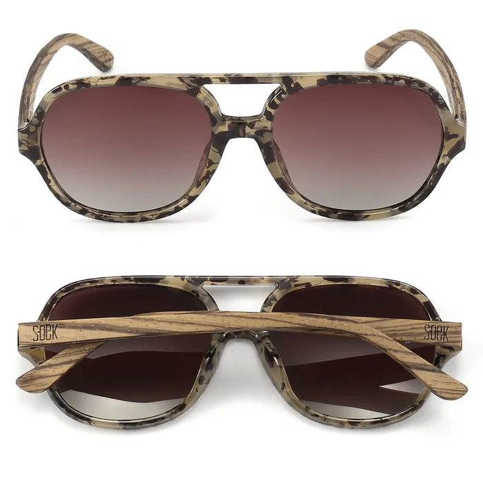 BILLY OPAL TORT l Brown Gradient Lens l Walnut Wood Arms
