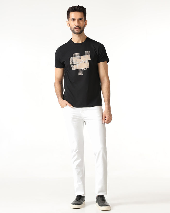 Black Crew Neck Solid T-Shirt - Rust
