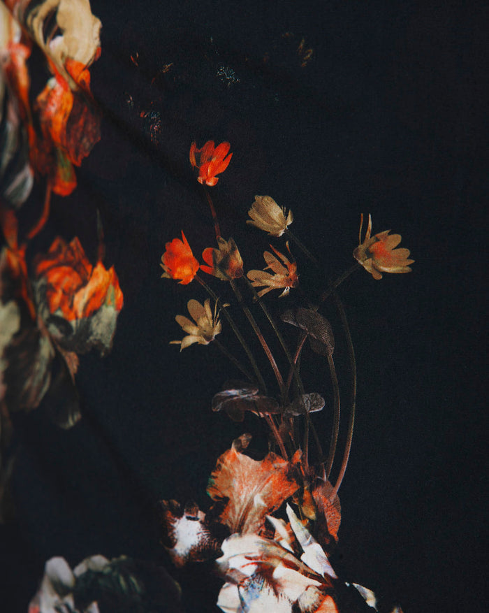 Black Floral Print Full Sleeves Shirt