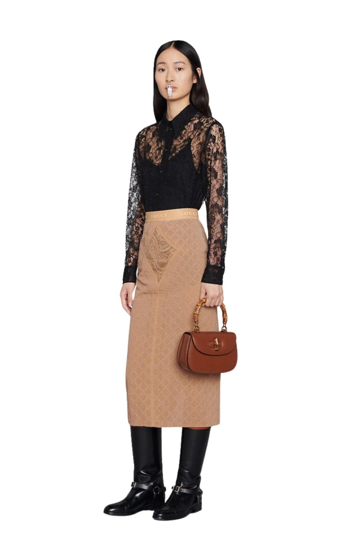 Gucci Black Lace Floral Motif Shirt - Runway Catalog