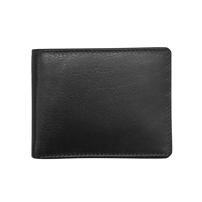 Black Leather Wallet with Back Slip Pockets