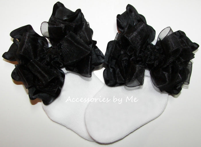 Black Ruffle Bow Socks