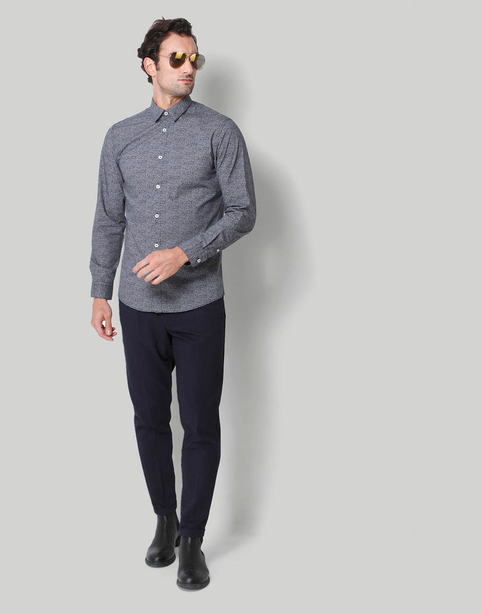 Black Printed Full Sleeves Shirt