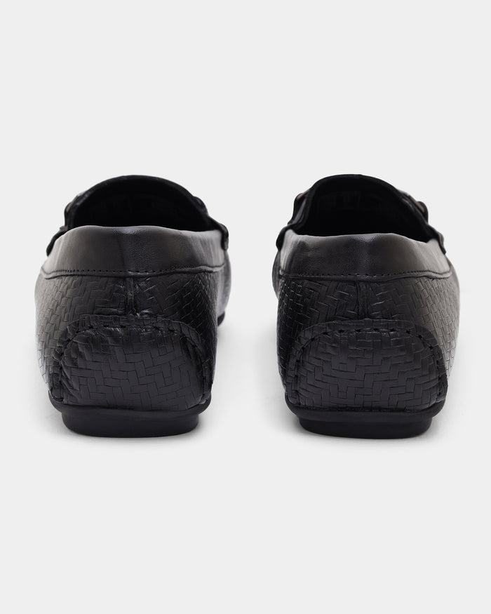 Black Solid Loafers Shoes - Willyy