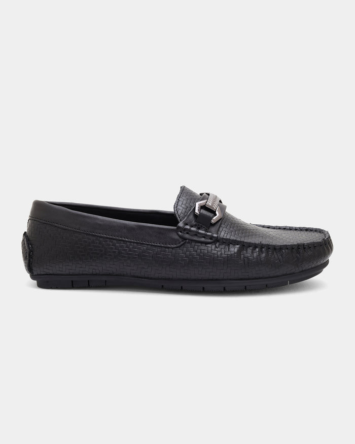Black Solid Loafers Shoes - Willyy