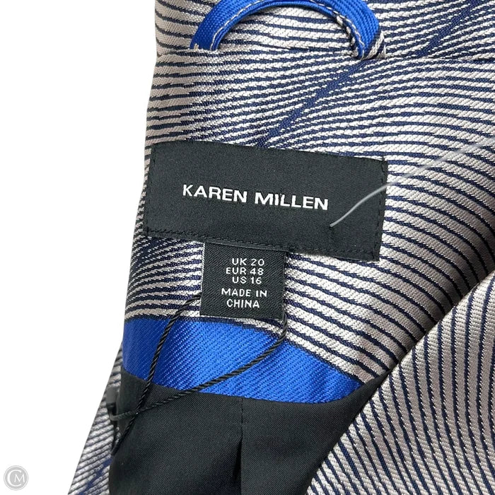 Blazer By Karen Millen In Blue & Grey, Size: Xl