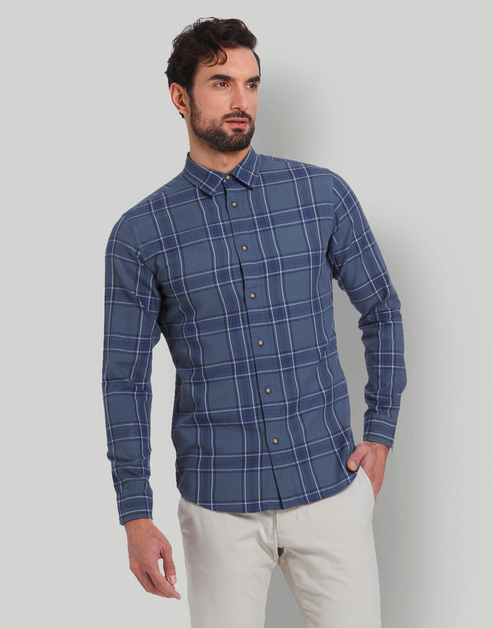 Blue Check Full Sleeves Shirt