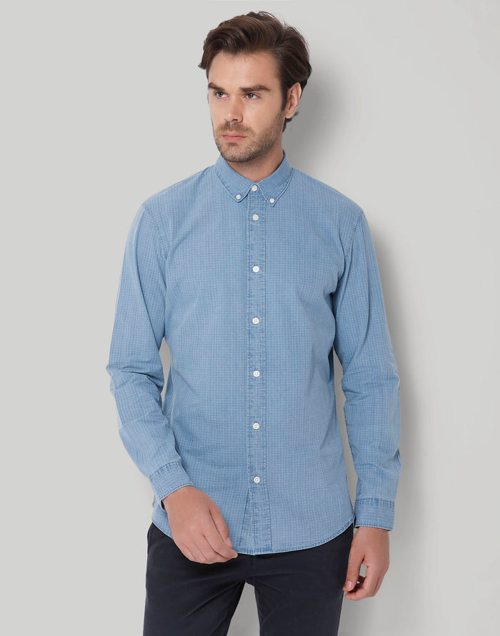 Blue Check Full Sleeves Shirt