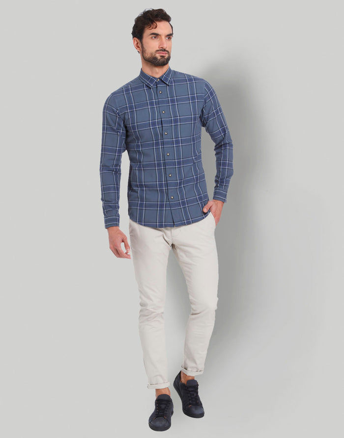 Blue Check Full Sleeves Shirt