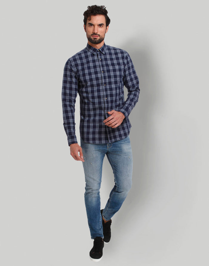 Blue Check Full Sleeves Shirt