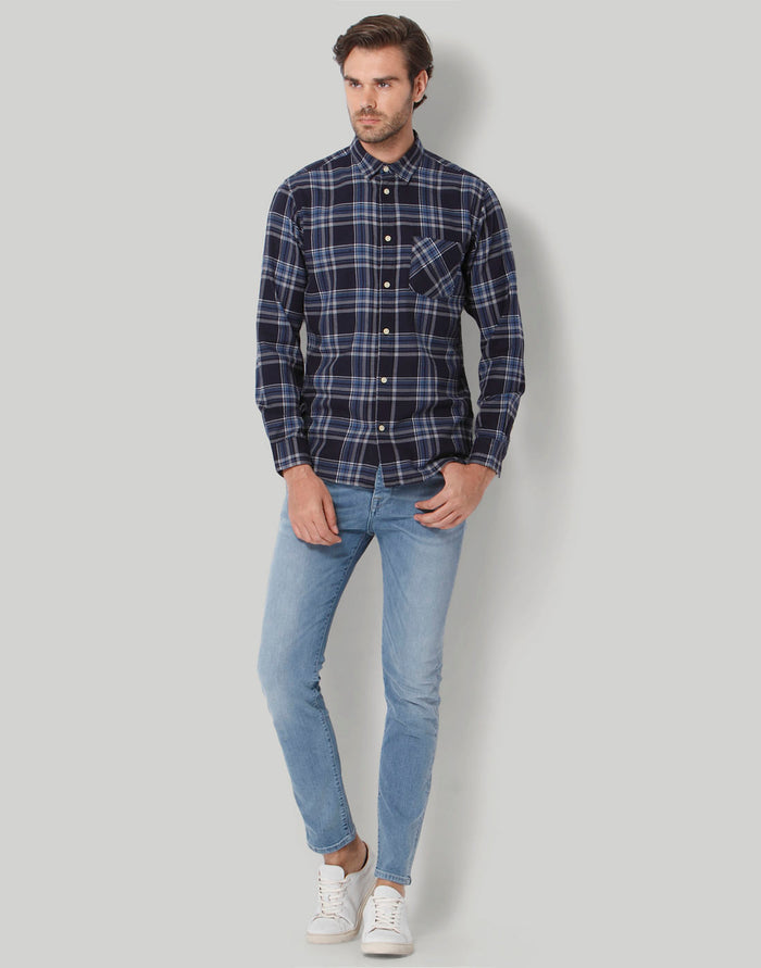 Blue Check Full Sleeves Shirt