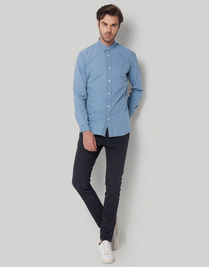 Blue Check Full Sleeves Shirt