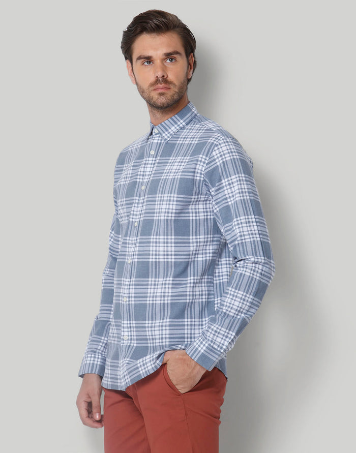 Blue Check Full Sleeves Shirt