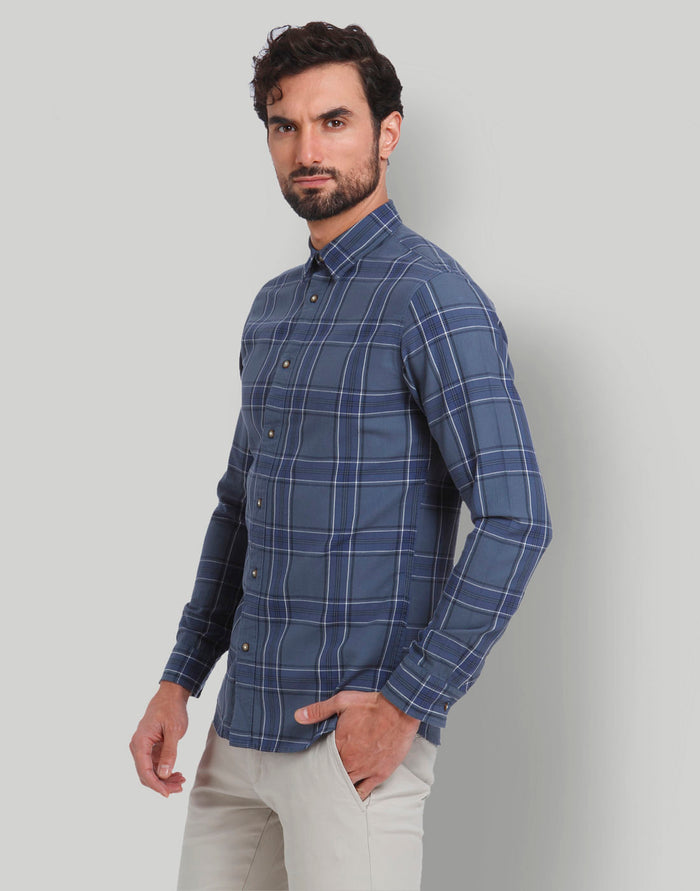 Blue Check Full Sleeves Shirt
