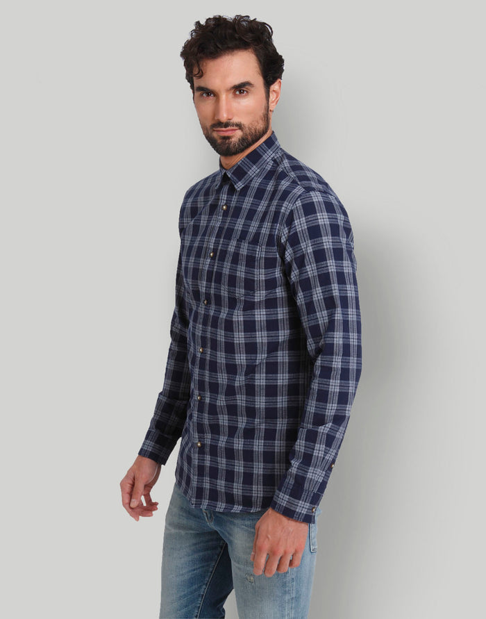 Blue Check Full Sleeves Shirt