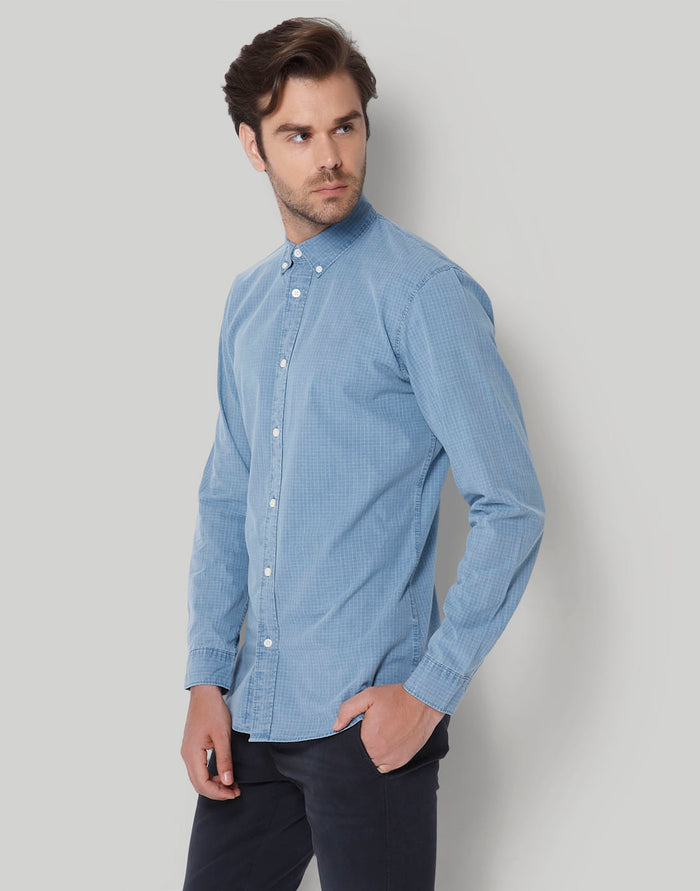 Blue Check Full Sleeves Shirt