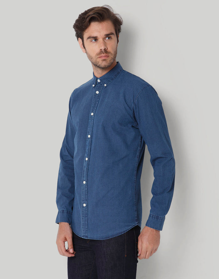 Blue Check Full Sleeves Shirt