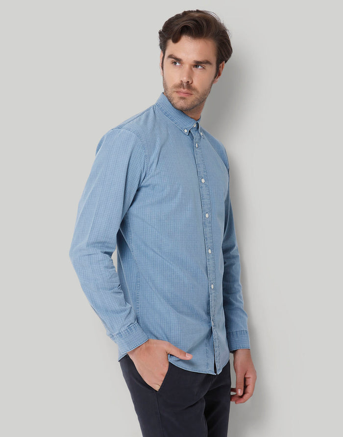 Blue Check Full Sleeves Shirt