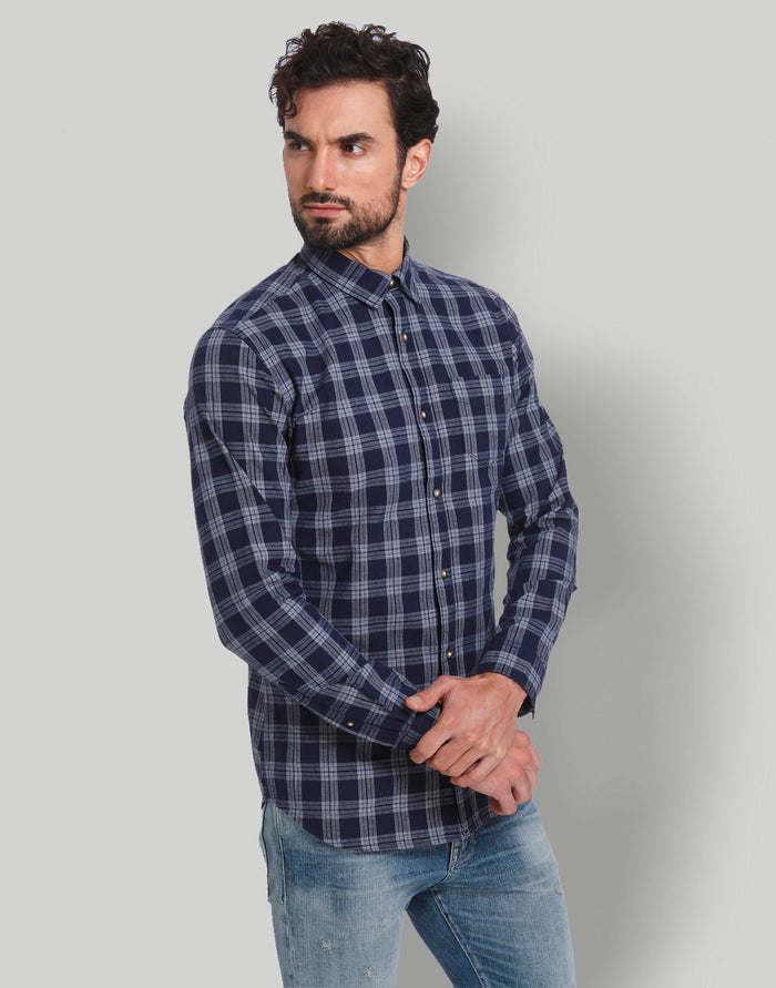 Blue Check Full Sleeves Shirt