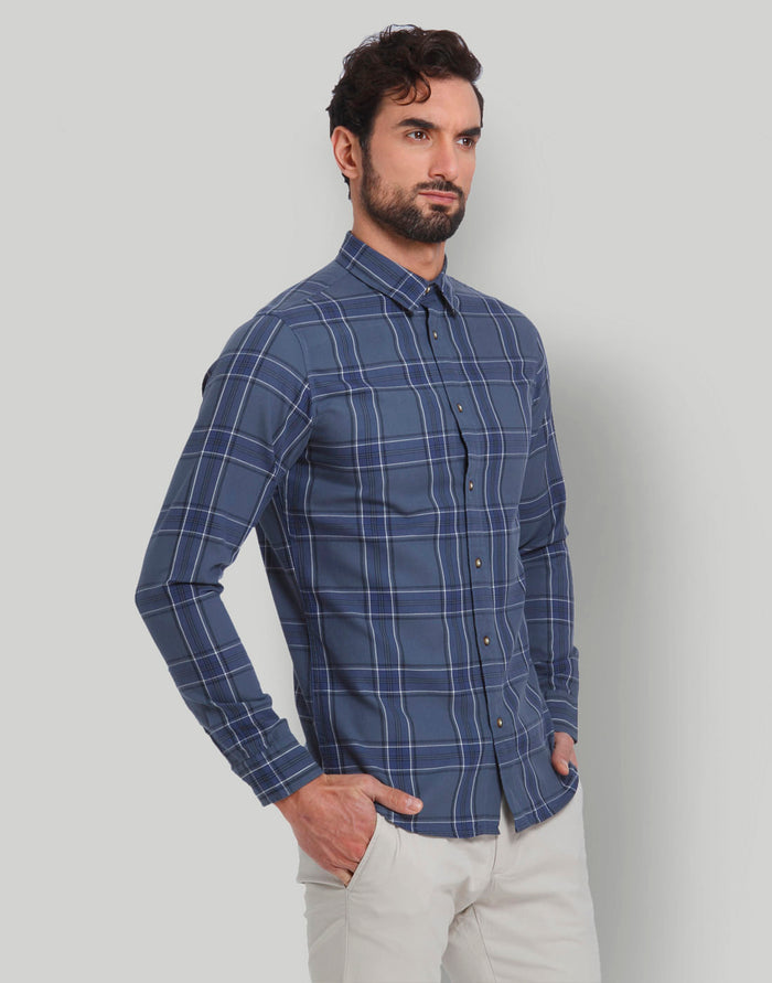 Blue Check Full Sleeves Shirt