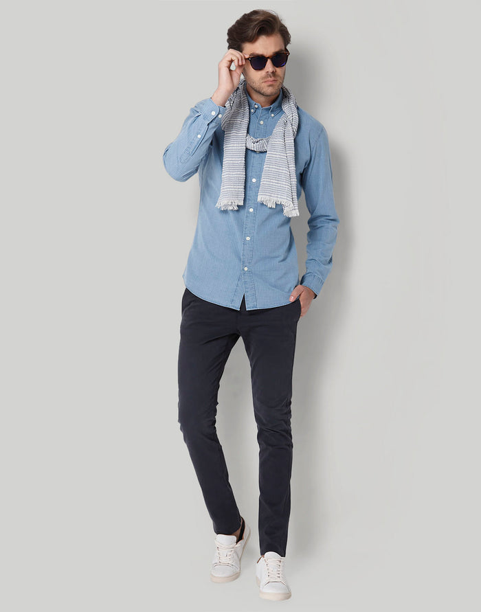 Blue Check Full Sleeves Shirt
