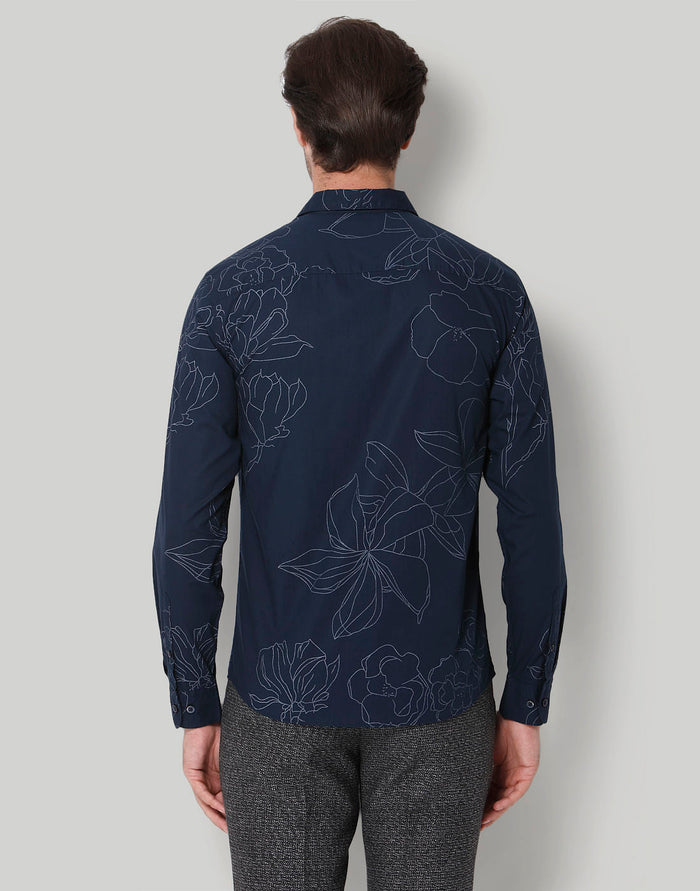 Blue Floral Print Full Sleeves Shirt