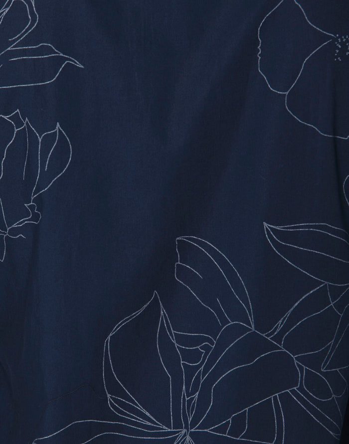 Blue Floral Print Full Sleeves Shirt