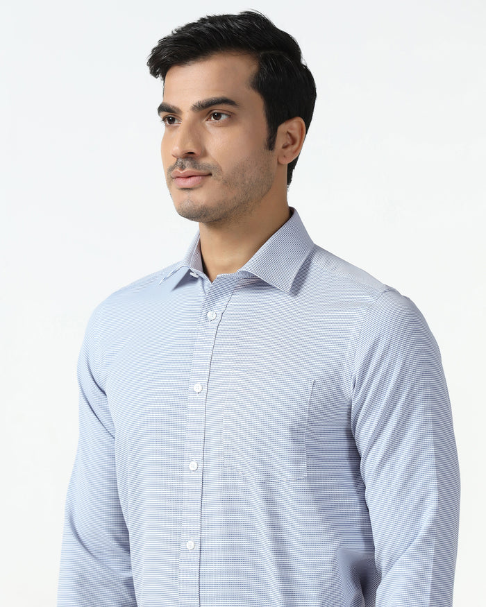 Blue Non Iron Textured Shirt - Rise
