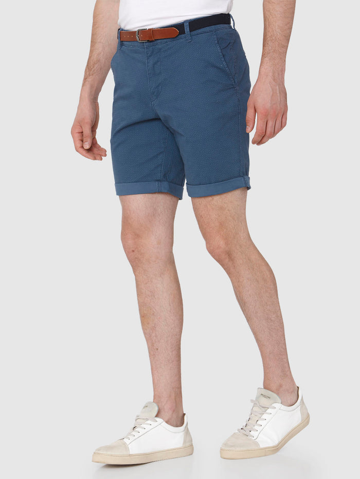 Blue Printed Chino Shorts