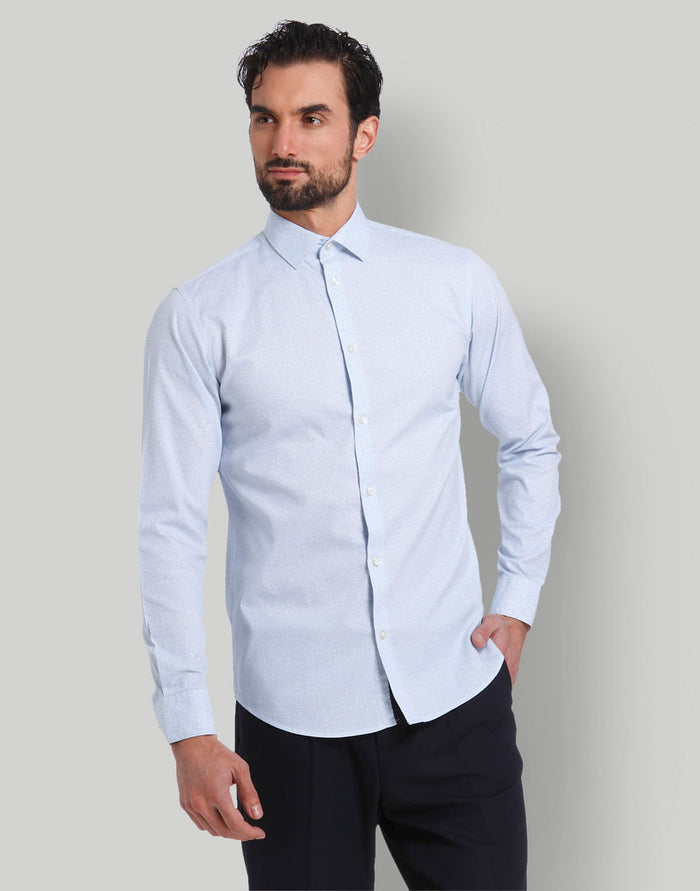 Blue Printed Full Sleeves Shirt