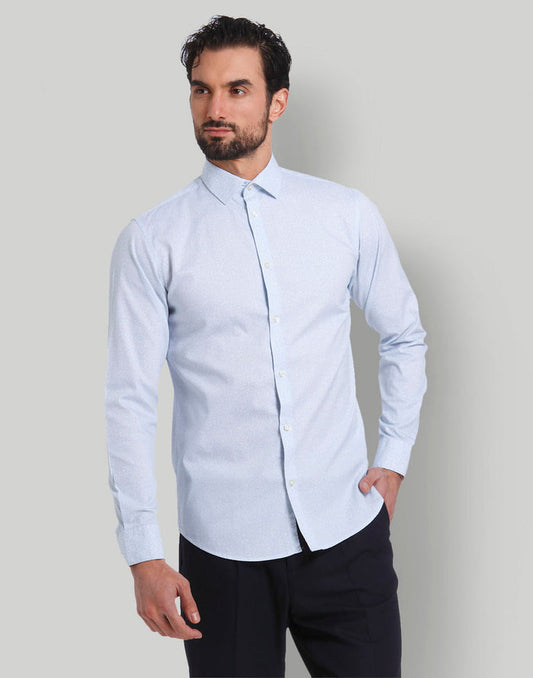 Blue Printed Full Sleeves Shirt