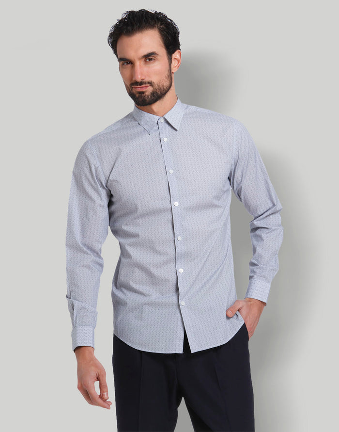 Blue Printed Full Sleeves Shirt