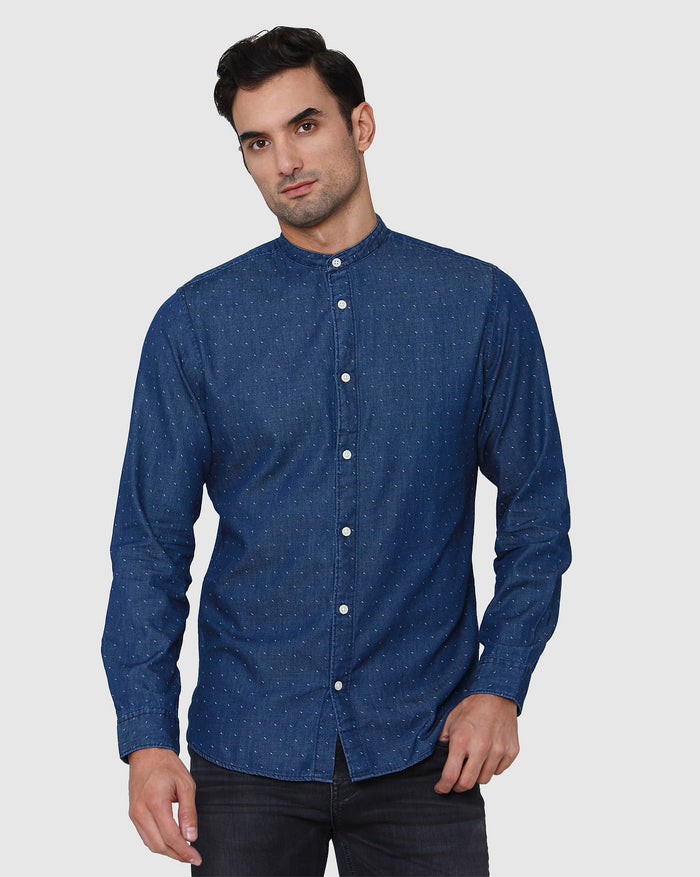 Blue Printed Full Sleeves Shirt