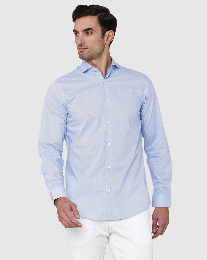 Blue Printed Full Sleeves Shirt
