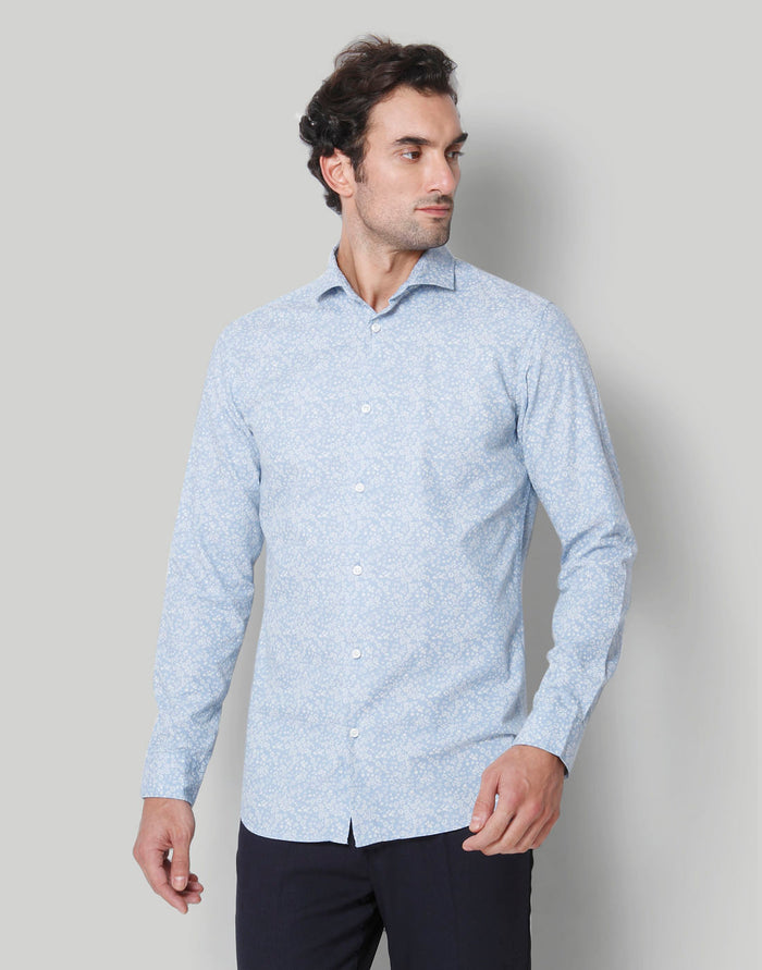 Blue Printed Full Sleeves Shirt