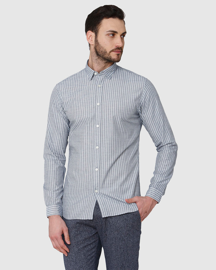 Blue Printed Full Sleeves Shirt