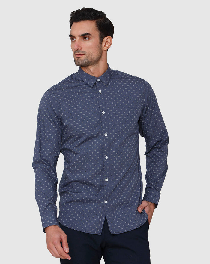 Blue Printed Full Sleeves Shirt