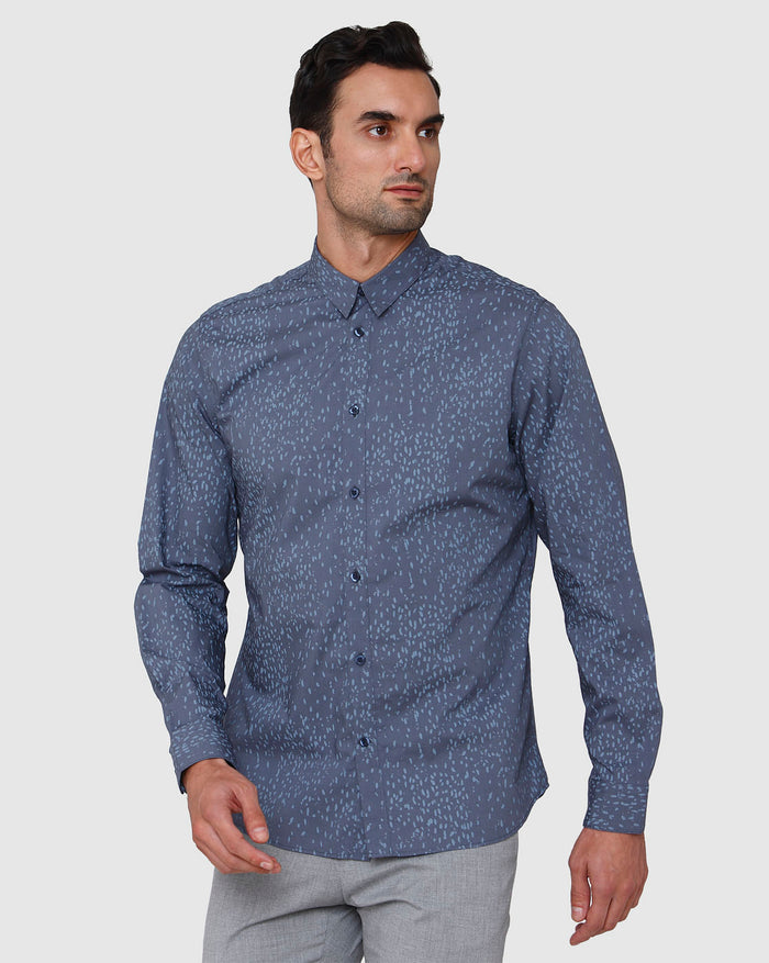 Blue Printed Full Sleeves Shirt