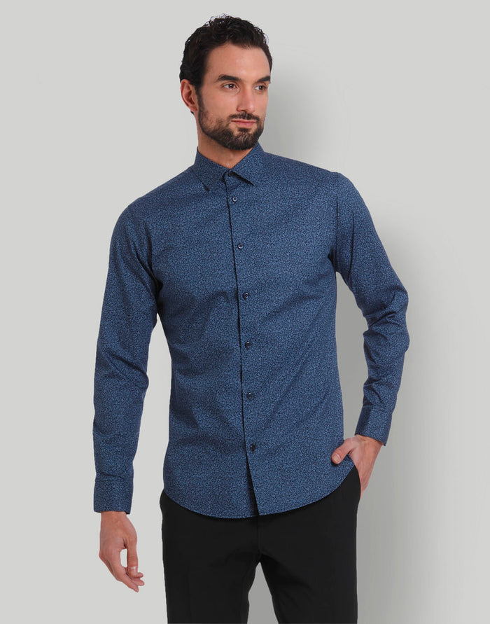 Blue Printed Full Sleeves Shirt