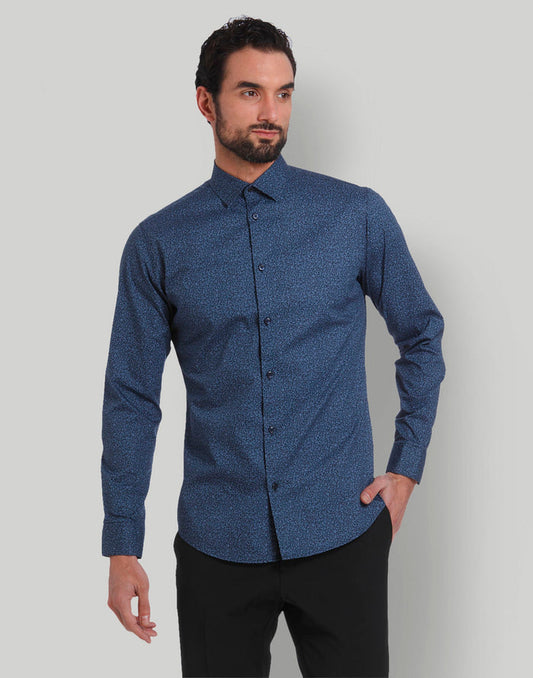 Blue Printed Full Sleeves Shirt