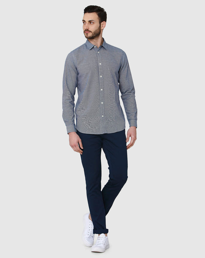 Blue Printed Full Sleeves Shirt