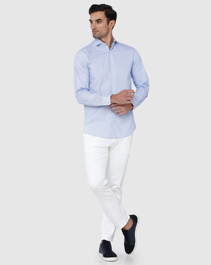 Blue Printed Full Sleeves Shirt