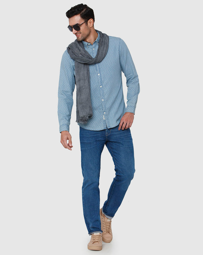 Blue Printed Full Sleeves Shirt