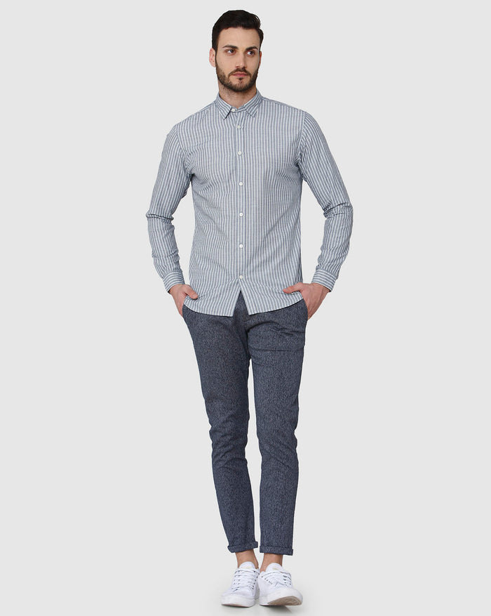 Blue Printed Full Sleeves Shirt