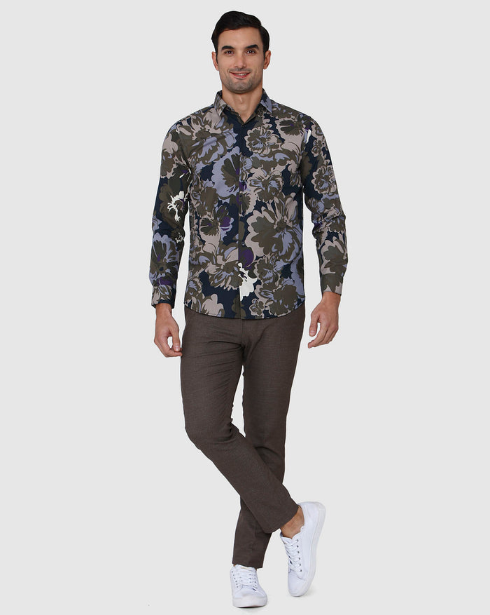 Blue Printed Full Sleeves Shirt
