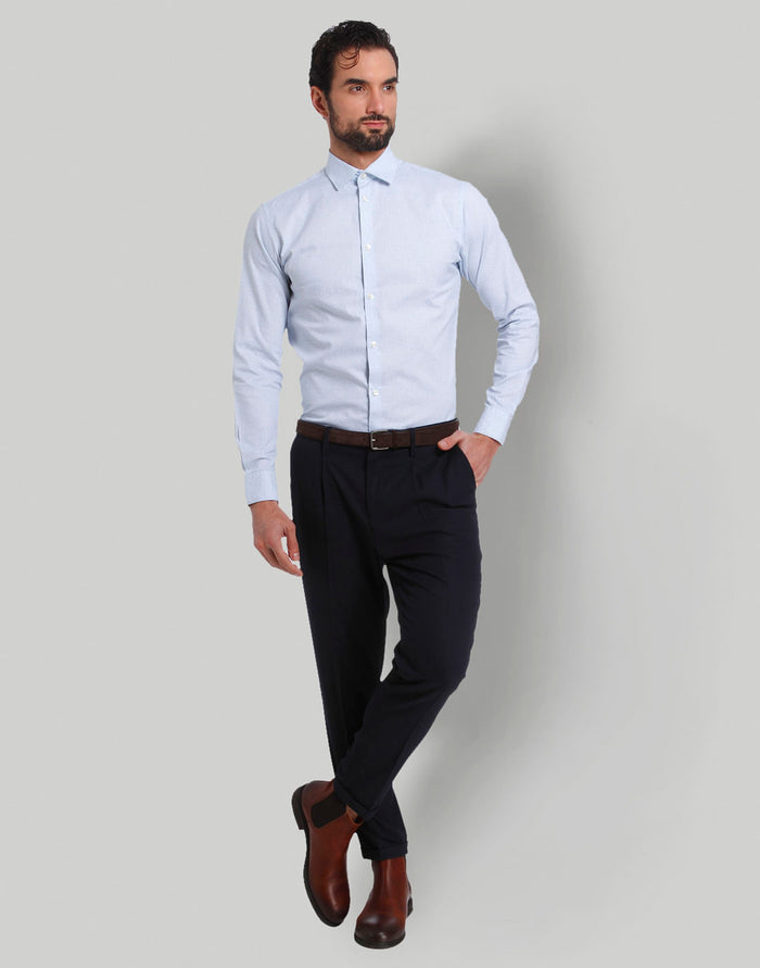 Blue Printed Full Sleeves Shirt