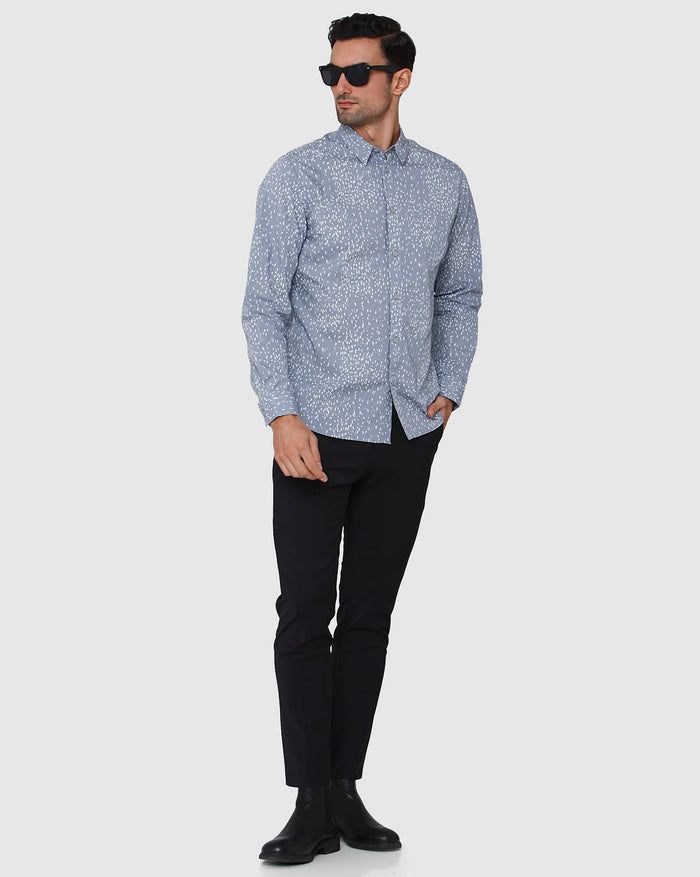 Blue Printed Full Sleeves Shirt